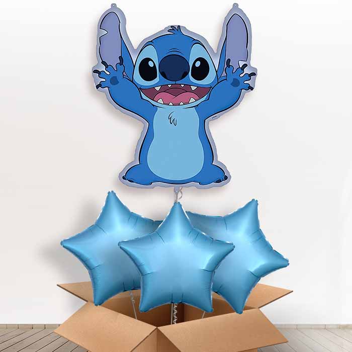Stitch Giant Helium Balloon in a Box | Giant Balloon + 3 Plain Balloons | Party Save Smile
