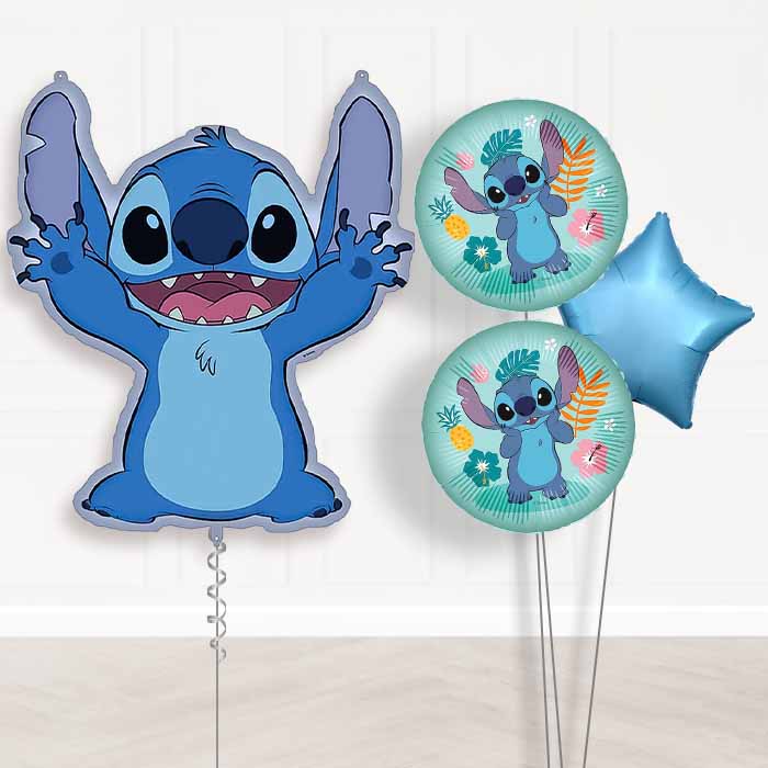 Stitch Balloon Bouquet Delivery | Giant Balloon + 2 Themed Balloons + 1 Plain Balloon | Party Save Smile