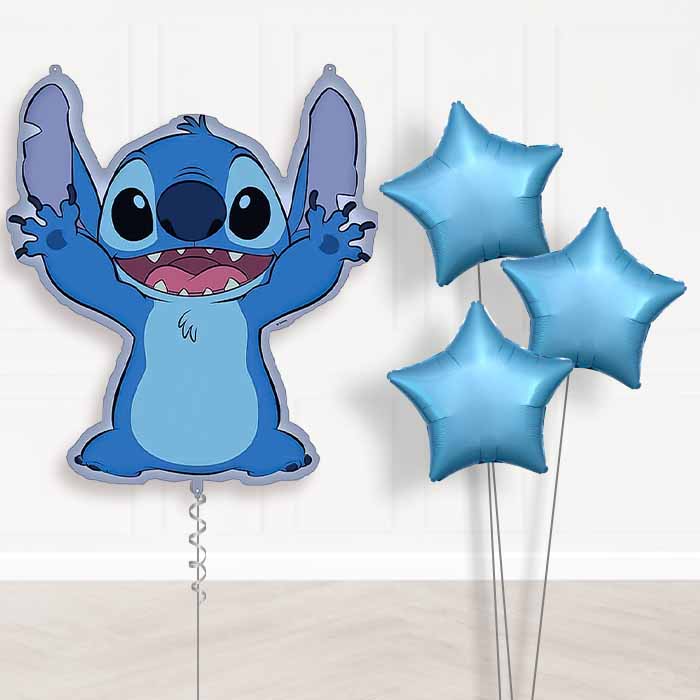 Stitch Balloon Bouquet Delivery | Giant Balloon + 3 Plain Balloons | Party Save Smile