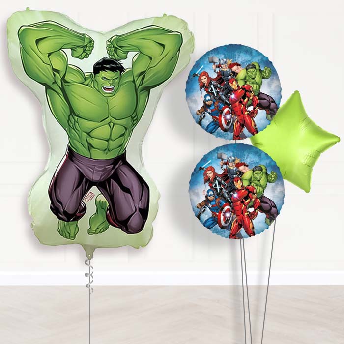 Incredible Hulk Balloon Bouquet Delivery | Giant Balloon + 2 Themed Balloons + 1 Plain Balloon | Party Save Smile