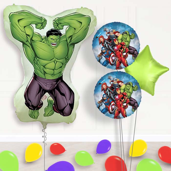 Incredible Hulk Balloon Bouquet Delivery | Giant Balloon + 2 Themed Balloons + 1 Plain Balloon + Mini Balloons