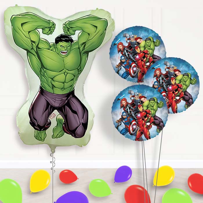 Incredible Hulk Balloon Bouquet Delivery | Giant Balloon + 3 Themed Balloons + Mini Balloons | Party Save Smile