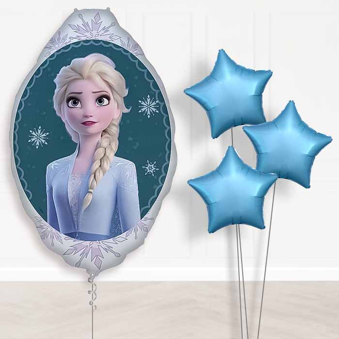 Frozen Elsa Balloon Bouquet Delivery | Giant Balloon + 3 Plain Balloons | Party Save Smile