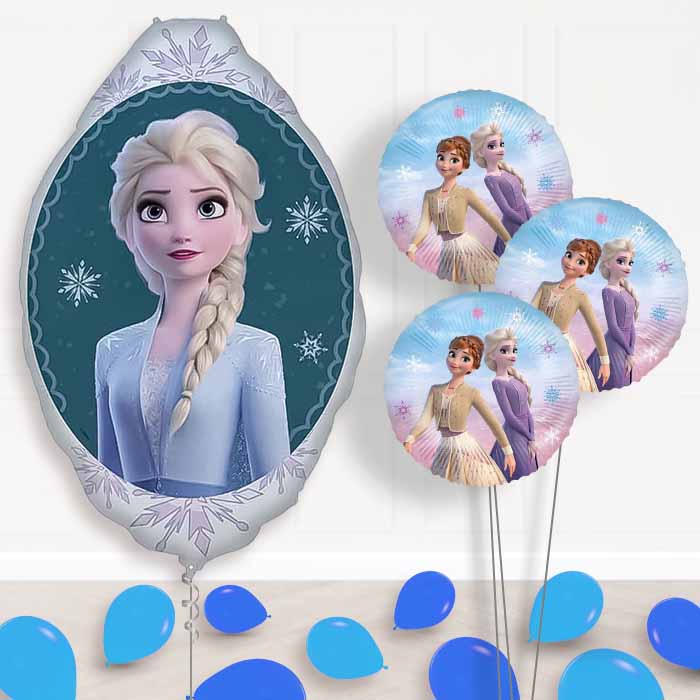 Frozen Elsa Balloon Bouquet Delivery | Giant Balloon + 3 Themed Balloons + Mini Balloons | Party Save Smile