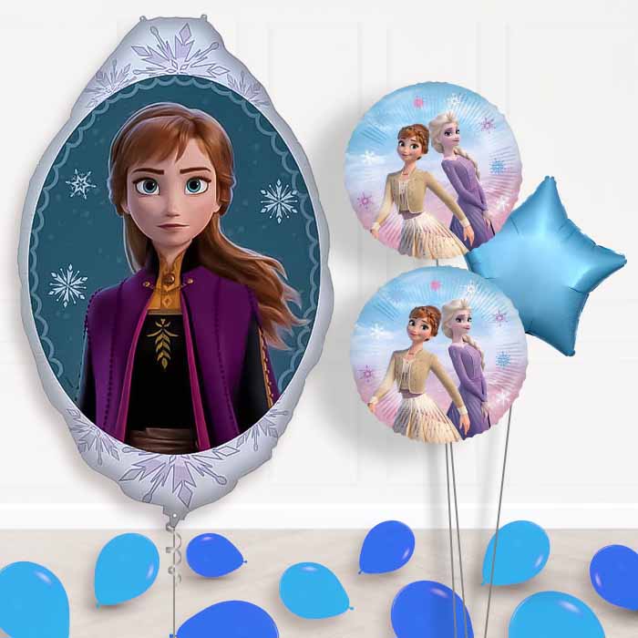 Frozen Anna Balloon Bouquet Delivery | Giant Balloon + 2 Themed Balloons + 1 Plain Balloon + Mini Balloons | Party Save Smile