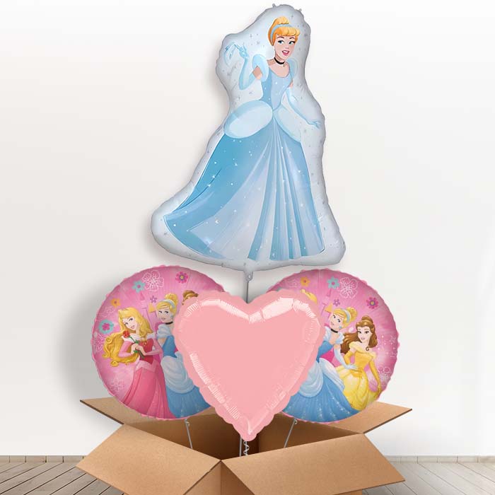 Cinderella Giant Helium Balloon in a Box | Giant Balloon + 2 Themed Balloons + 1 Plain Balloon | Party Save Smile