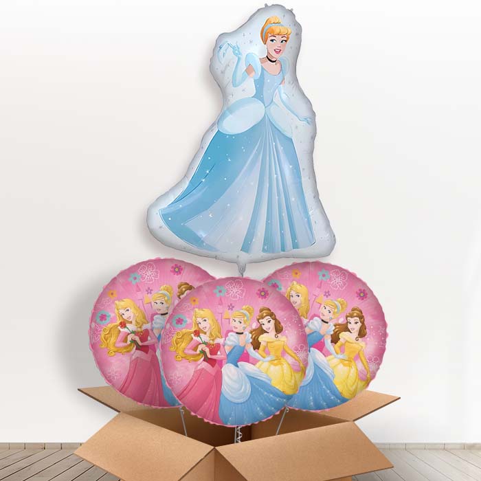 Cinderella Giant Helium Balloon in a Box | Giant Balloon + 3 Themed Balloons | Party Save Smile