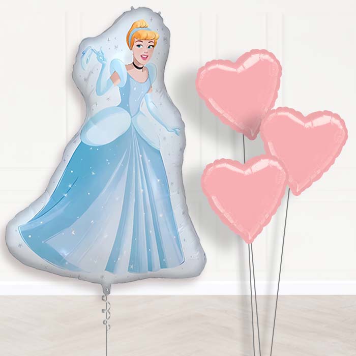 Cinderella Balloon Bouquet Delivery | Giant Balloon + 3 Plain Balloons | Party Save Smile