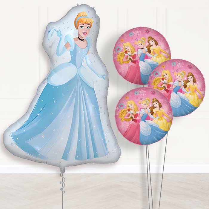 Cinderella Balloon Bouquet Delivery | Giant Balloon + 3 Themed Balloons | Party Save Smile