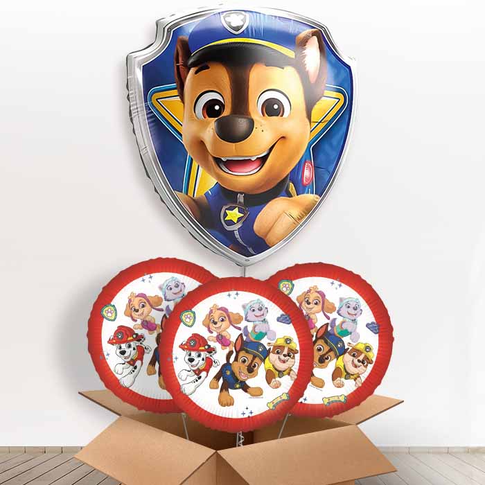 Chase Paw Patrol Giant Helium Balloon in a Box | Giant Balloon + 3 Themed Balloons | Party Save Smile