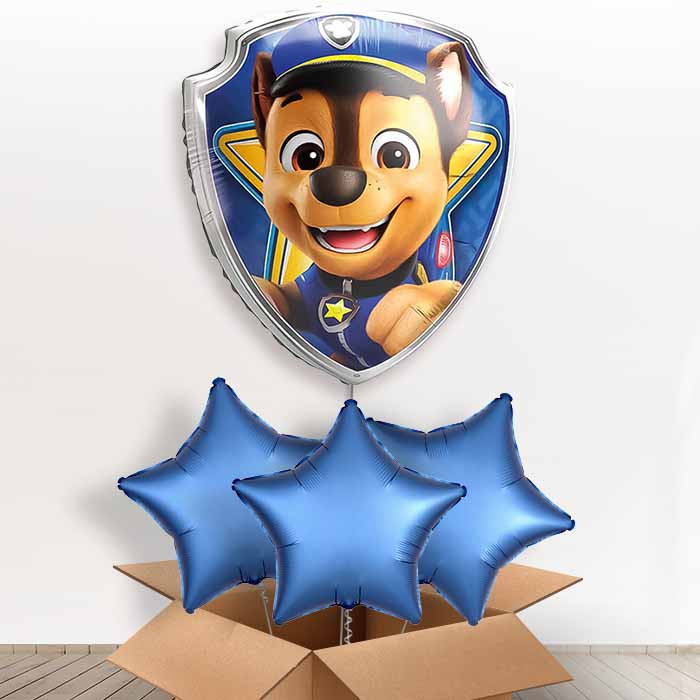 Chase Paw Patrol Giant Helium Balloon in a Box | Giant Balloon + 3 Plain Balloons | Party Save Smile