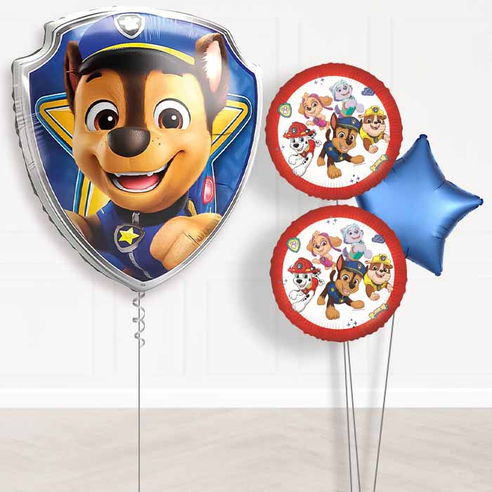 Chase Paw Patrol Balloon Bouquet Delivery | Giant Balloon + 2 Themed Balloons + 1 Plain Balloon | Party Save Smile