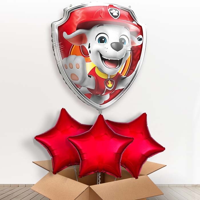 Marshall Paw Patrol Giant Helium Balloon in a Box | Giant Balloon + 3 Plain Balloons | Party Save Smile
