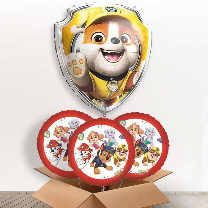 Rubble Paw Patrol Giant Helium Balloon in a Box | Giant Balloon + 3 Themed Balloons | Party Save Smile