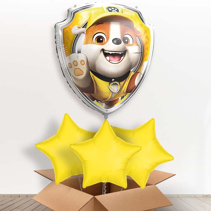 Rubble Paw Patrol Giant Helium Balloon in a Box | Giant Balloon + 3 Plain Balloons | Party Save Smile