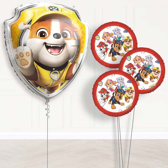 Rubble Paw Patrol Balloon Bouquet Delivery | Giant Balloon + 3 Themed Balloons | Party Save Smile