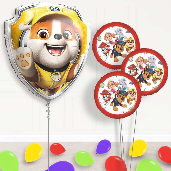 Rubble Paw Patrol Balloon Bouquet Delivery | Giant Balloon + 3 Themed Balloons + Mini Balloons | Party Save Smile