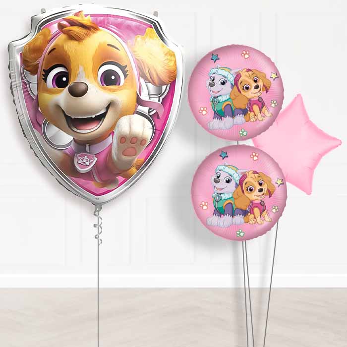 Skye Paw Patrol Balloon Bouquet Delivery | Giant Balloon + 2 Themed Balloons + 1 Plain Balloon | Party Save Smile