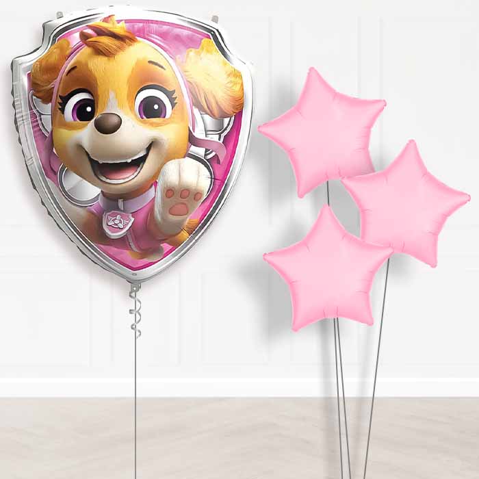 Skye Paw Patrol Balloon Bouquet Delivery | Giant Balloon + 3 Plain Balloons | Party Save Smile