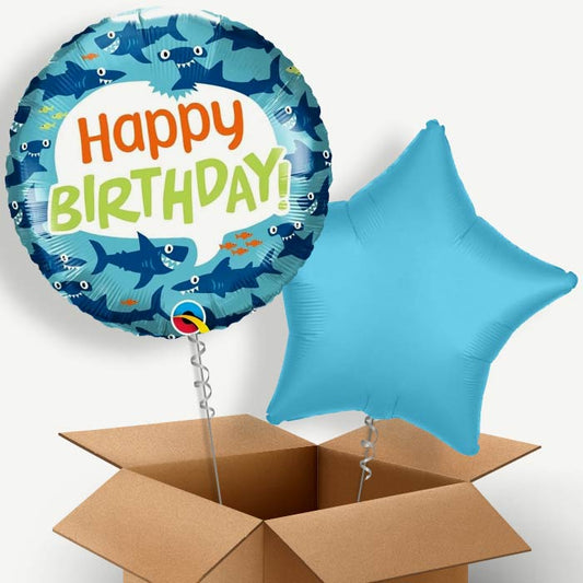 Shark Birthday Helium Balloon Couple | Party Save Smile
