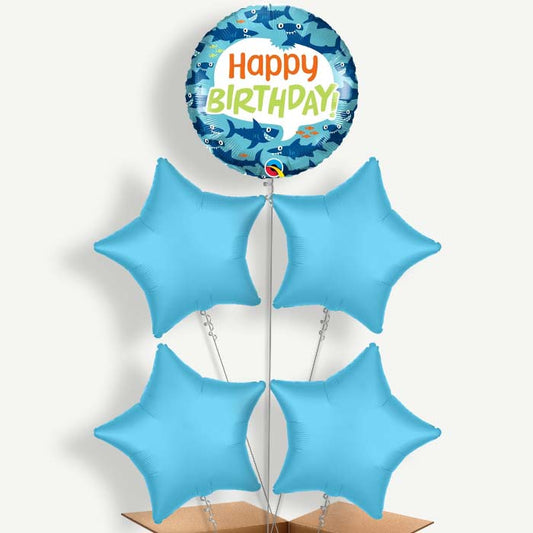 Shark Happy Birthday Helium Balloon Cluster  | Party Save Smile