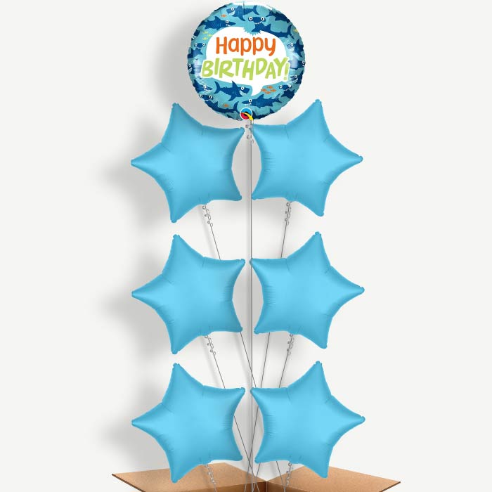 Shark Happy Birthday Helium Balloon Arrangement | Party Save Smile