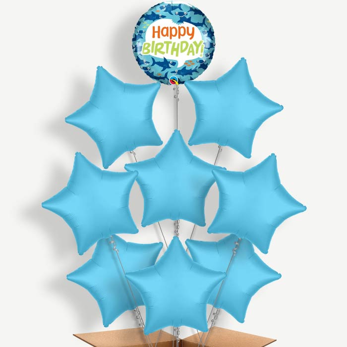 Shark Happy Birthday Helium Balloon Bundle | Party Save Smile