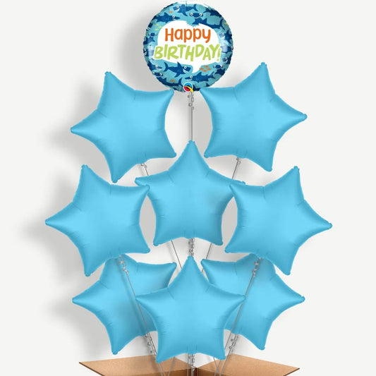 Shark Happy Birthday Helium Balloon Bundle | Party Save Smile