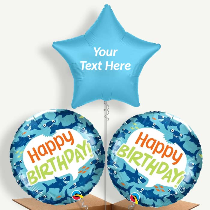 Personalisable Shark Happy Birthday Helium Balloons  | Party Save Smile