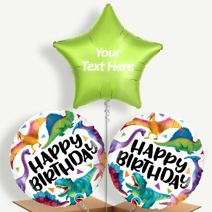 Personalisable Dinosaur Birthday Helium Balloons | Party Save Smile