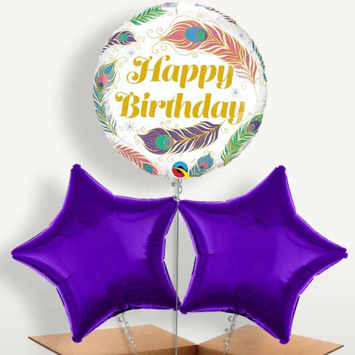 Peacock Feather Balloon Bunch inflated with Helium | Party Save Smile