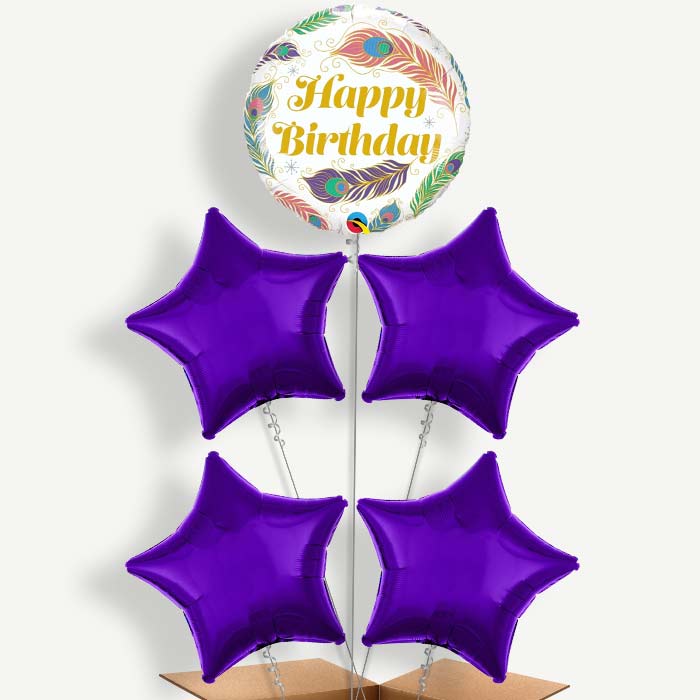 Peacock Feather Balloon Cluster Inflated with Helium | Party Save Smile