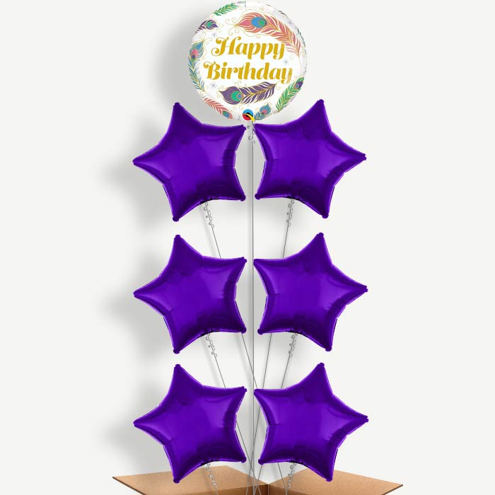 Peacock Feather Balloon Arrangement Inflated with Helium | Party Save Smile