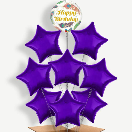 Peacock Feather Balloon Bundle Inflated with Helium | Party Save Smile