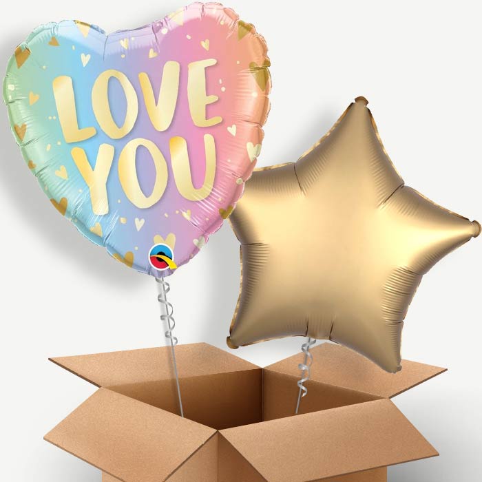 I Love You (Ombre) Helium Balloon Pair | Party Save Smile