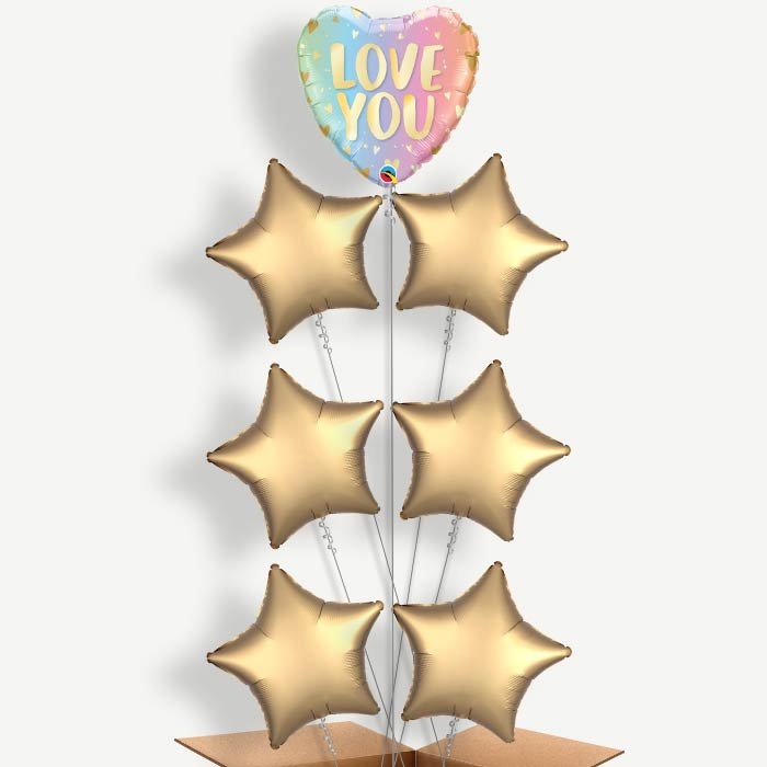 I Love You Ombre Balloon Arrangement Inflated with Helium | Party Save Smile