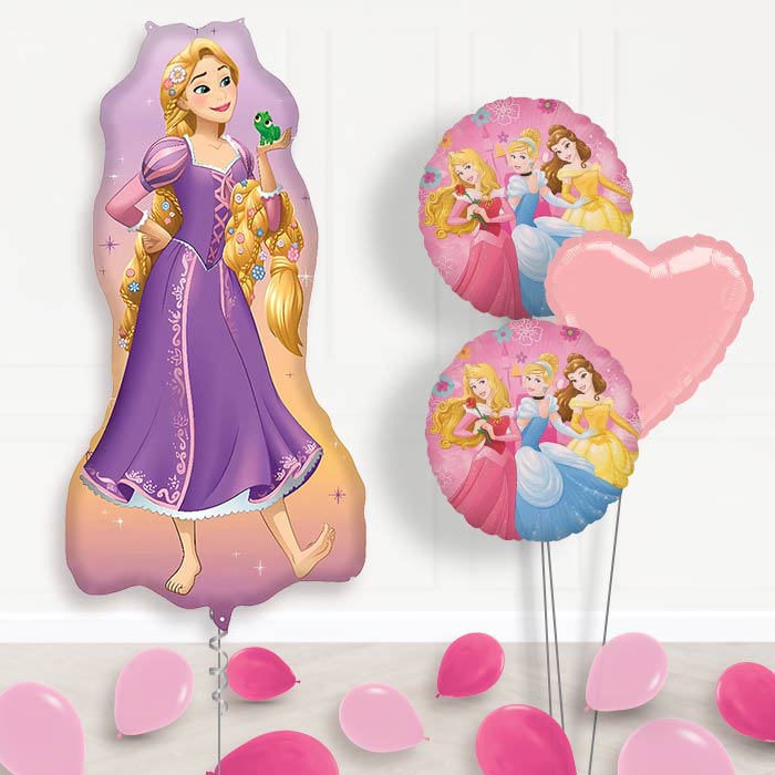 Rapunzel Giant Balloon Bouquet Delivery | Giant Balloon + 2 Themed Balloons + 1 Plain Balloon + Mini Balloons