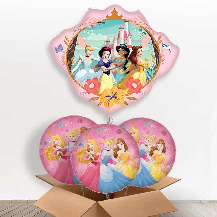 Disney Princess Crown Giant Helium Balloon in a Box | Giant Balloon + 3 Themed Balloons | Party Save Smile