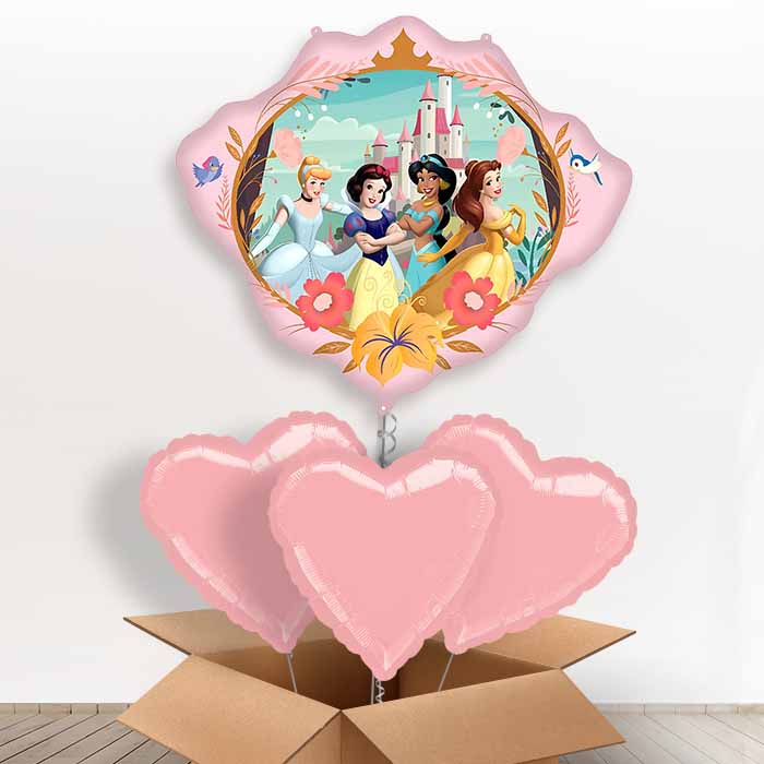 Disney Princess Crown Giant Helium Balloon in a Box | Giant Balloon + 3 Plain Balloons | Party Save Smile