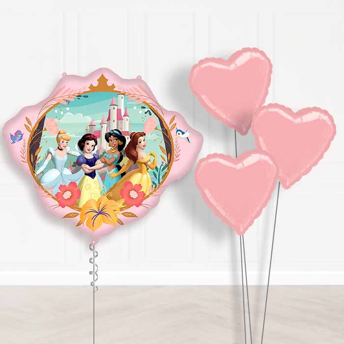 Disney Princess Crown Balloon Bouquet Delivery | Giant Balloon + 3 Plain Balloons | Party Save Smile