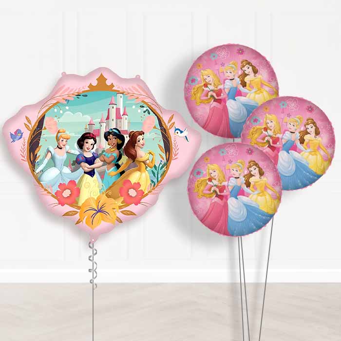 Disney Princess Crown Balloon Bouquet Delivery | Giant Balloon + 3 Themed Balloons | Party Save Smile