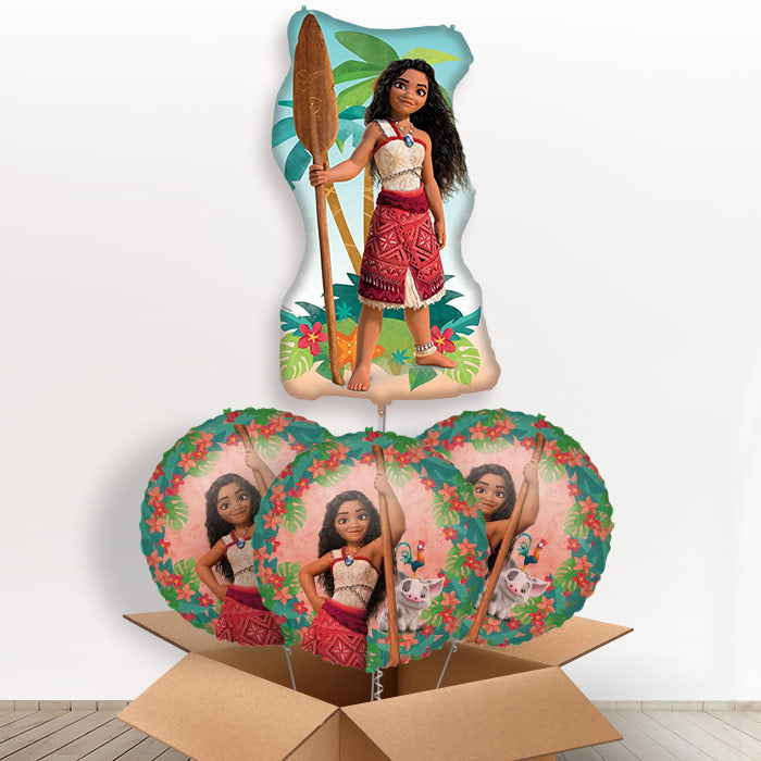 Giant Moana Helium Balloon In a Box - With 3 Themed Balloons | Party Save Smile