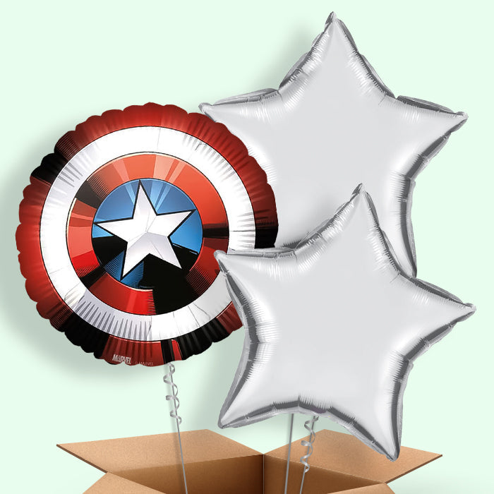 Captain America Shield Helium Balloon in a Box - 3 Balloons | Party Save Smile