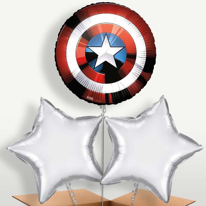 Captain America Shield Helium Balloon Bunch (Trio) | Party Save Smile
