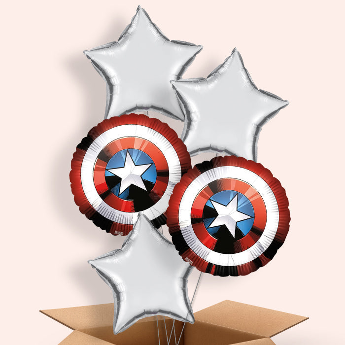 Captain America Shield Helium Balloon in a Box - 5 Balloons | Party Save Smile