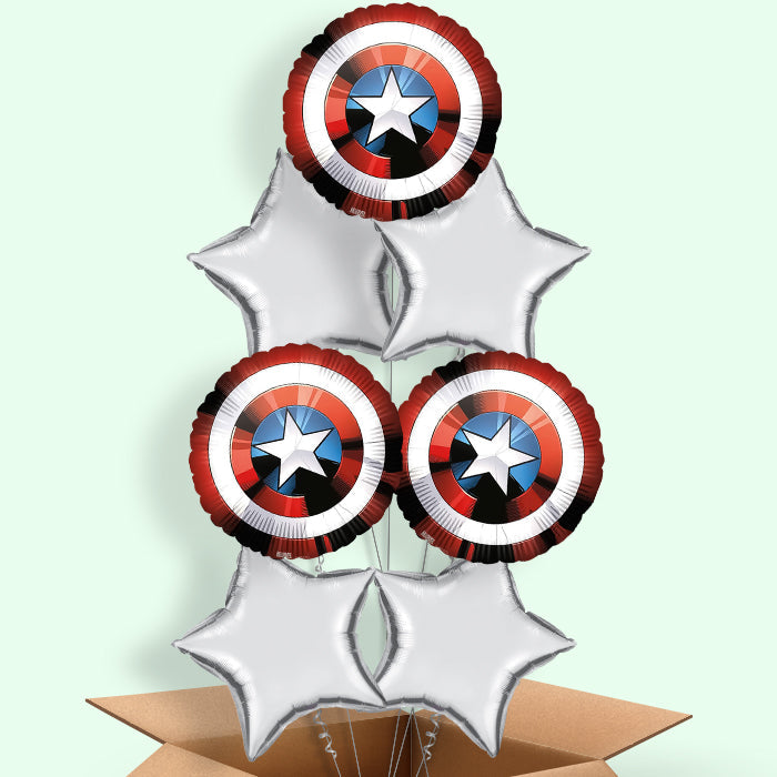 Captain America Shield Helium Balloon in a Box - 7 Balloons | Party Save Smile