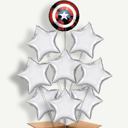 Captain America Shield Balloon Bundle Inflated with Helium | Party Save Smile
