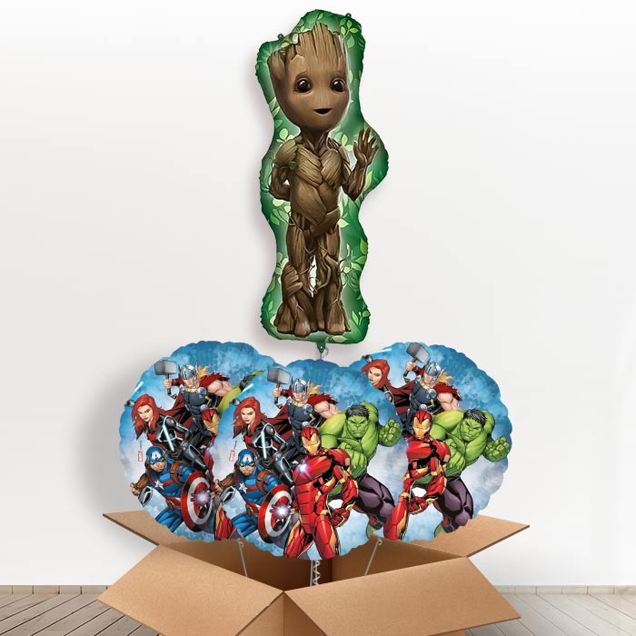 Avengers Groot Giant Helium Balloon in a Box | Giant Balloon + 3 Themed Balloons | Party Save Smile
