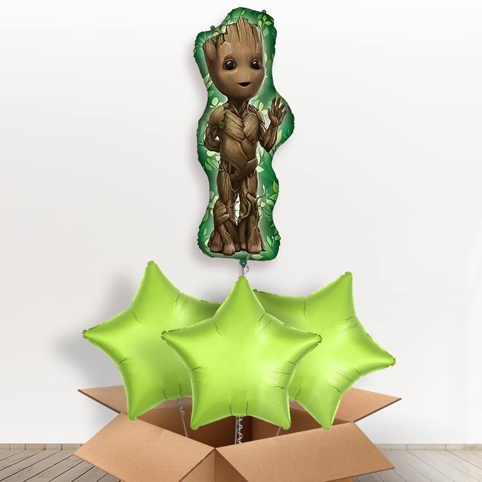 Avengers Groot Giant Helium Balloon in a Box | Giant Balloon + 3 Plain Balloons | Party Save Smile