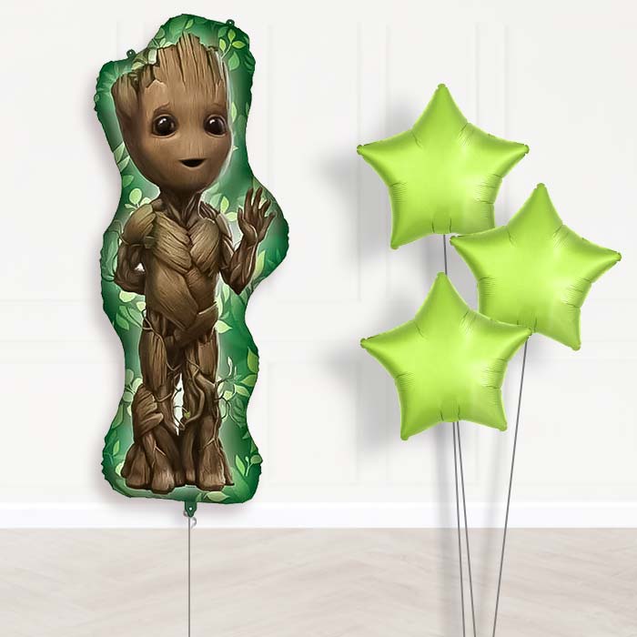 Avengers Groot Balloon Bouquet Delivery | Giant Balloon + 3 Plain Balloons | Party Save Smile